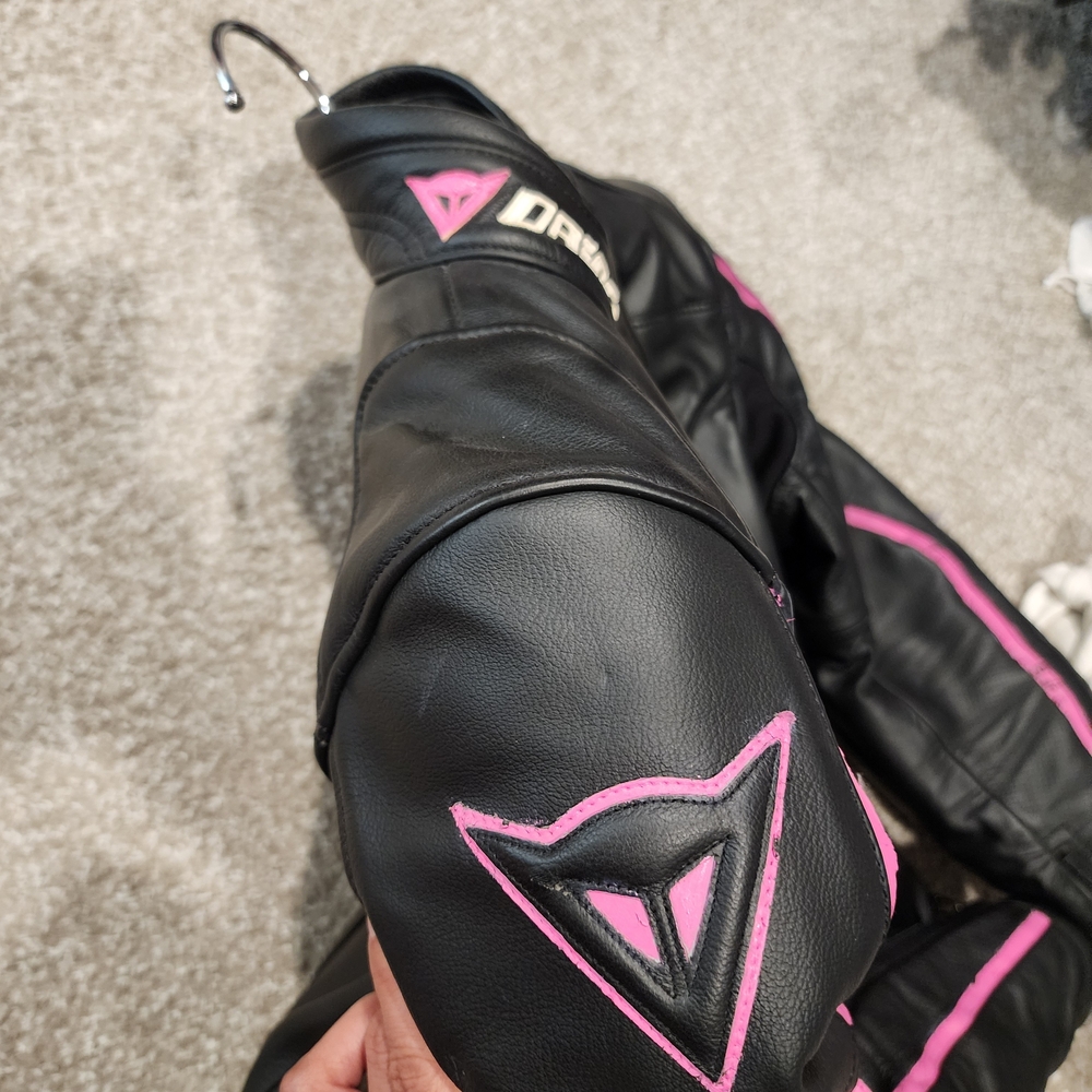Dainese Women's Black Leather Jacket with Pink Accents - Picture 3 of 12